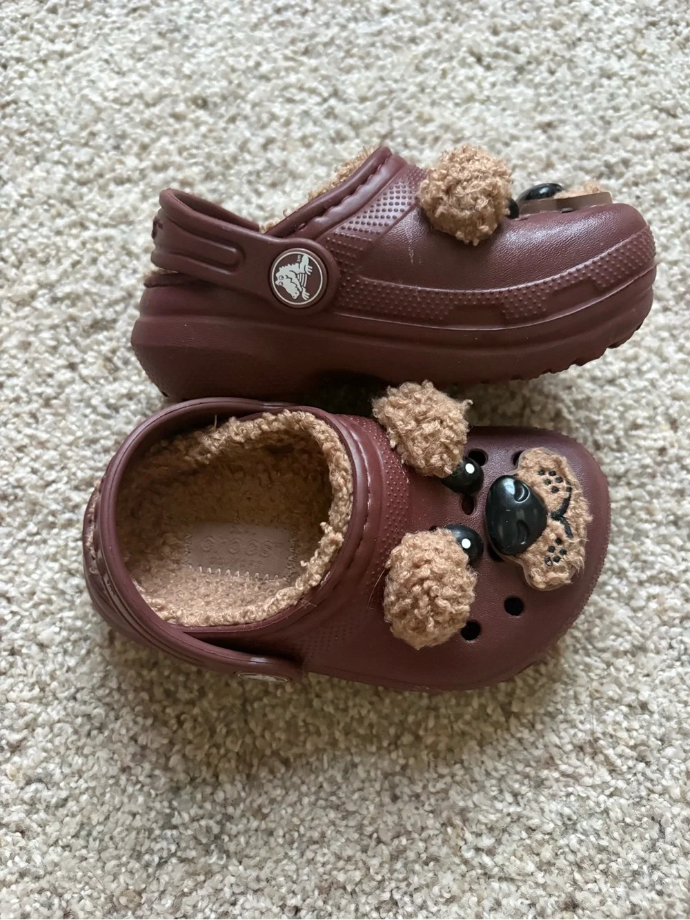Crocs Faux Shearling Lined Bear Clog Toddler Size C6 Brown